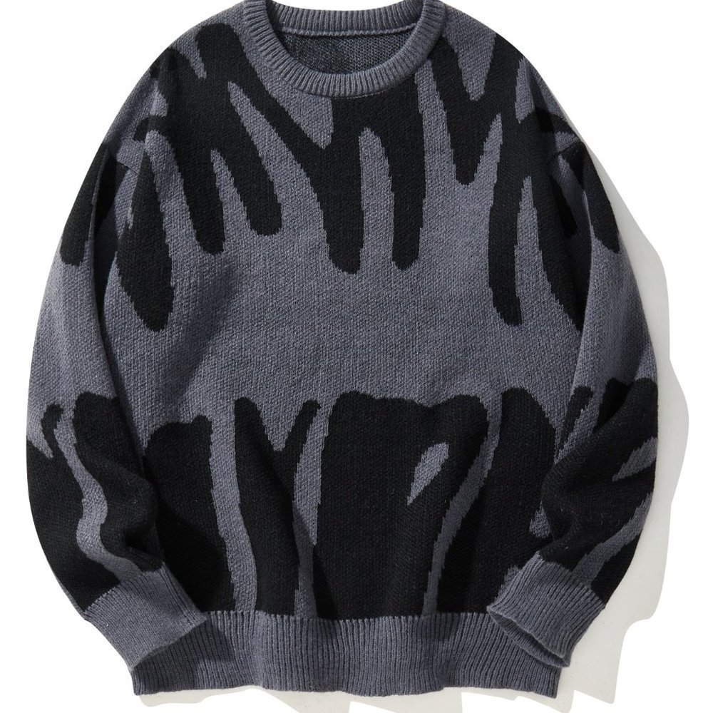 Grey Casual Mens Graphic Pattern Sweater